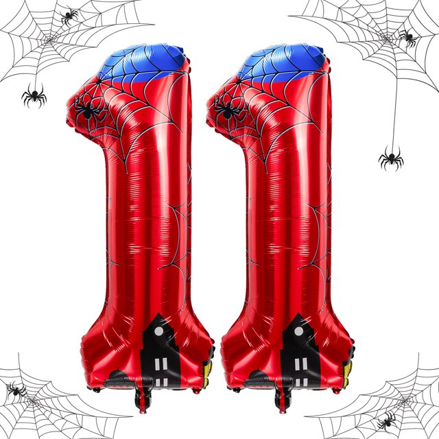 Globos de aluminio Laackys con diseño de araña, número 40 cm, para fiestas