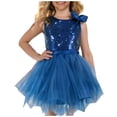 thumbnail image 4 of Byoo Toddler Girls’ Solid Color Party Dress Shimmery Sequin Carnival Sleeveless Tulle Dresses for Child Party Holiday Gown Navy, 4 of 5