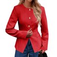 thumbnail image 4 of Solid Long Sleeveless Women Slim Fit Crew Neck Work Office Blazer Coat, 4 of 6