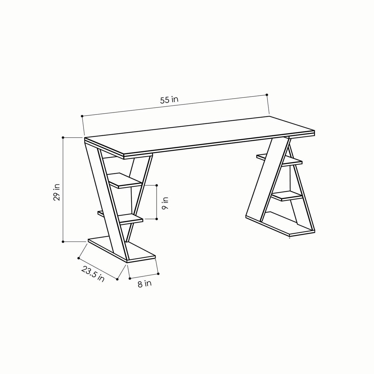 Ada Home Decor Furniture 3 Tier Light Mocha Burgundy Dearborn Modern Desk