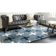 thumbnail image 3 of Unique Loom Hygge Shag Geometric Modern Area Rug, Blue/White, 96.00" x 60.00", 3 of 8