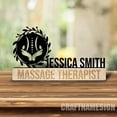 thumbnail image 2 of Craftnamesign Custom Wooden Massage Therapist Desk Name Plate, Therapist Spa Metal Nameplate, 2 of 5