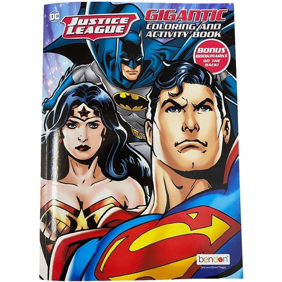 Justice League 192p Gigantic Coloring Book w Bonus Bookmarks on Back