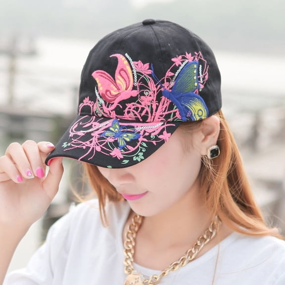 LQCrafK Womens Baseball Caps- Women Ladies Butterfly Baseball Cap Hat Sun Hats #546 White