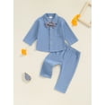 thumbnail image 2 of Suealasg Little Boys Gentleman Suits Outfit 1T 2T 3T 4T Toddler Boys Corduroy Bow Tie Button-down Long Sleeve Lapel Neck Tops Long Trousers  Set 2Pcs Kids Boys Formal Wear Clothes, 2 of 7