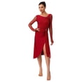 thumbnail image 3 of vastwit Costume de Danse Latine pour Femmes avec Strass Brillant Tango Rumba Cha Cha Robe de Bal Bourgogne TTG, 3 of 7
