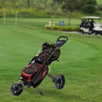 3 Wheel Golf Push Cart Folding Golf Walking Push Cart Roller Golf Bag Holder
