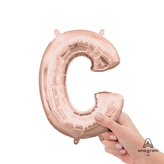 16 inch Letter C - Anagram - Rose Gold (Air-Fill Only) Foil Mylar Balloon - Party Supplies Decorations