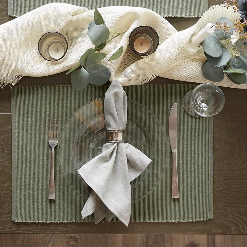 DII Modern Style Cotton Ribbed Placemat in Artichoke Green (Set of 6)