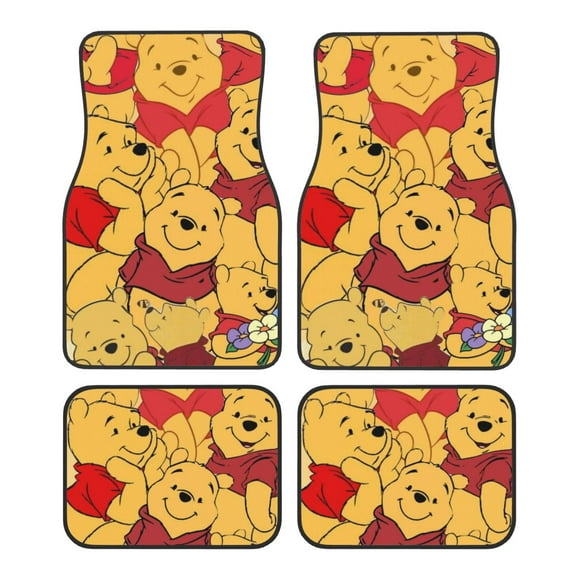 Car Foot Mat Set of 4 Pieces, Winnie The Pooh Car Carpet Full Set Floor Mats Fit for SUV, Vans, Sedans, Trucks
