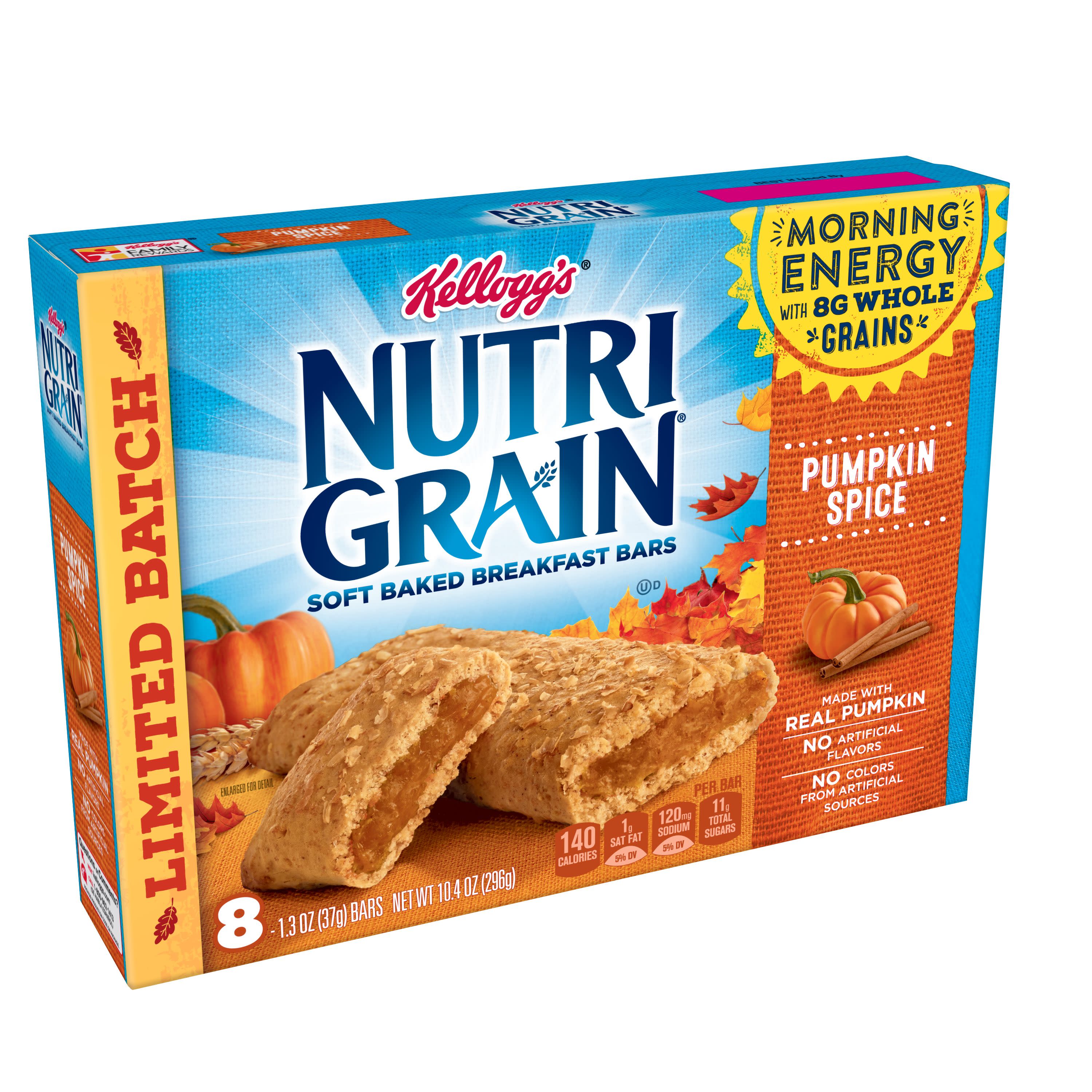 Kellogg's NutriGrain, Soft Baked Breakfast Bars, Pumpkin Spice, 8 Ct