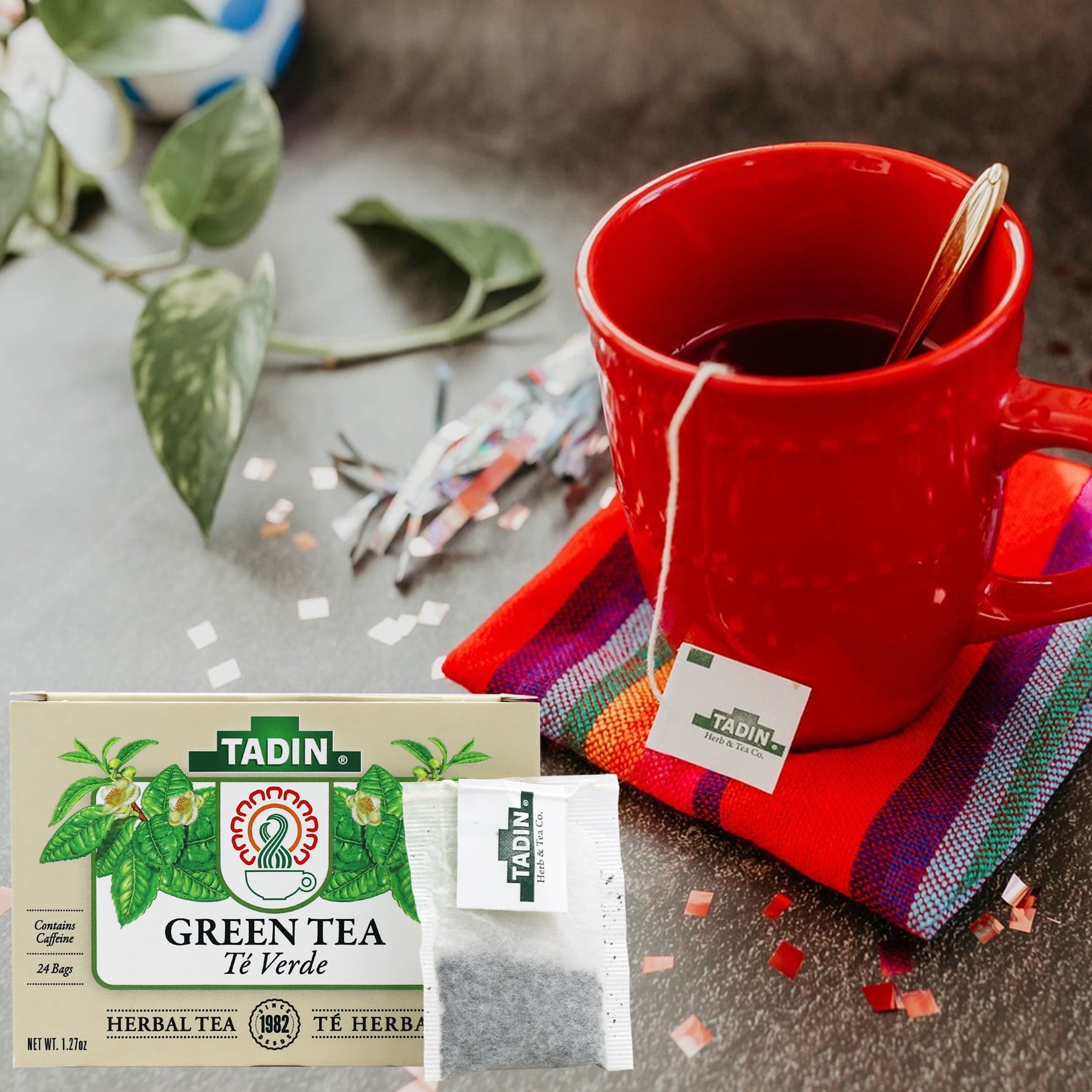Tadin Green Tea - 24 Tea Bags With Natural Caffeine, Made In USA
