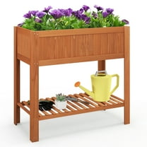Gymax Raised Garden Bed 39'' L x 19.5'' W x 39'' H Fir Wood Planter Box w/ Bottom Storage Shelf