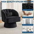 thumbnail image 1 of QinaQin Sillón barrel giratorio acolchado, tapizado suave con respaldo a rayas y giro completo, ideal para sala o recámara, 1 of 8