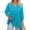 Turquoise, variant on Women's Plus Size Solid Color Tunic Hollow V-Neck 3/4 Sleeve Shirt Casual Elegant Top with Flattering Loose Fit,Turquoise 2XL