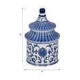 thumbnail image 4 of Chinoiserie Pagoda Scented Candle with Lid for Men and Women - Decorative Small Candle for Outdoor and Indoor Spaces - Accent Display for Living Room, Bedroom, or Bathroom Decor - 8", Blue & White, 4 of 11