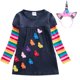thumbnail image 1 of Navidad niñas unicornio mariposa bordado Arco Iris manga larga vestido primavera otoño disfraz con bolsillo cumpleaños fiesta ropa 6-7Y Gao Jinjia LED, 1 of 2