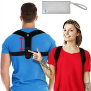 Adjustable Posture Corrector for Men and Women - Back Straightener, Supporter, Strengthener for Back, Shoulder, and Neck Pain Relief - Neoprene Body Posture Trainer with Bag by B2B, Black