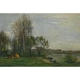 thumbnail image 2 of Charles François Daubigny 24x17 Black Ornate Framed Double Matted Museum Art Print Titled: The Edge of the Oise (1864), 2 of 5
