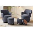 thumbnail image 6 of 360° Swivel Accent Chair with Ottoman - Beige/Blue, Modern Barrel Chair for Living Room/Bedroom. Comfortable Fabric, Nail Trim, Swivels, &amp; Versatile Ottoman., 6 of 7