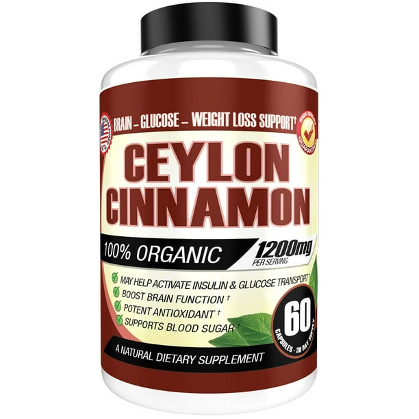 Pure Organic Ceylon Cinnamon Capsules Pills High Potency Blood Sugar