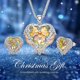 thumbnail image 3 of Alas de ángel Collar y aretes de corazón Conjunto de joyas de plata / oro Cumpleaños / Aniversario Día de la madre Regalos de joyería para mujeres Mamá / Esposa / Hermana / Amiga Ormromra XMWJ198-6, 3 of 6