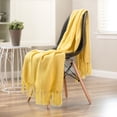 thumbnail image 3 of Chanasya Silky Textured Solid Decorative Throw Blanket with Tassels - Elegant Chick Woven Kntted for Sofa Couch Bed Room Fringed Throw Blanket gift for wedding birthday (50x65 Inches) Yellow, 3 of 3