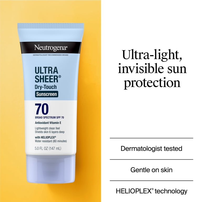 Neutrogena Ultra Sheer Sunscreen SPF 70 Body Sunscreen Lotion, Dry