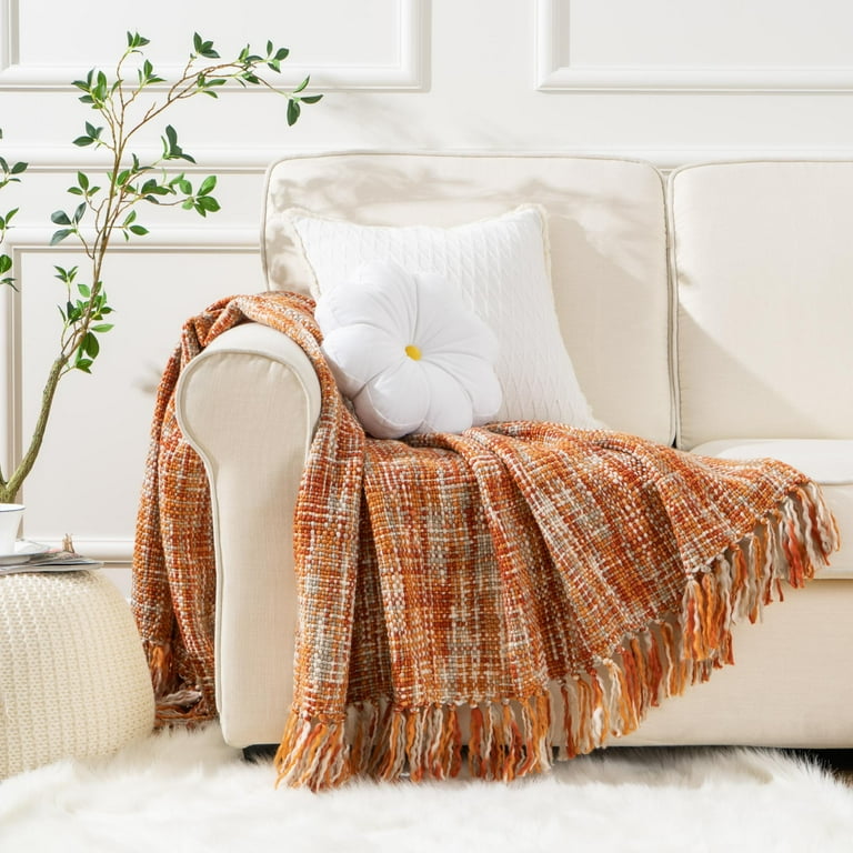 Rust throws for sofas hot sale