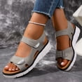thumbnail image 4 of Rokment Orthopedic Walking Sandals for Women with Arch Support Comfortable Leather Memory Foam Wedge Heels Non Slip Work Summer Shoes Grey Size 8, 4 of 6