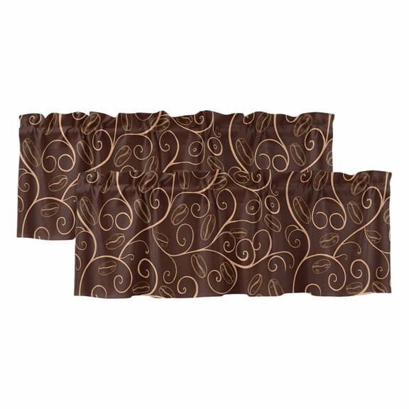 2 Pack Valances for Windows, Brown Plants Window Valances for Living Room/Bedroom/Bathroom, Farmhouse Rustic Farm Leaves Branches Light Filtering Kitchen Curtain Valance Window Treatment 42"W x18" L