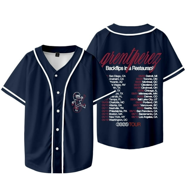 T-Shirt de Baseball Grentperez Backflips In A Restaurant Tour Unisexe à Col en V à Manches Courtes