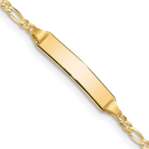 14K Yellow Gold Baby Figaro Id Bracelet (5.5 X 5) Made In United States fig060id-5.5