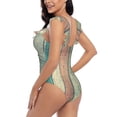 thumbnail image 5 of Yiaed Hardwood Print Women's Ruffled One Piece Swimsuit V Neck Swimwear Slimming Monokini for Woman-Medium, 5 of 8