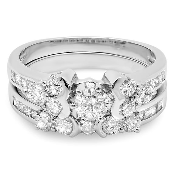 Dazzlingrock Collection 1.25 Carat (ctw) 14K Round Diamond Ladies Bridal Engagement Ring Set 1 1/4 CT, White Gold, Size 9