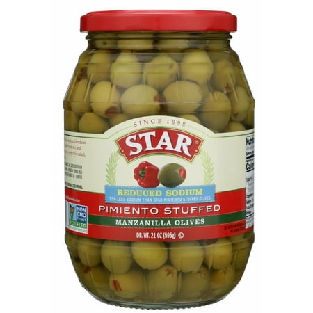 Star Reduced Sodium Pimiento Stuffed Manzanilla Olives 21 oz (Pack of 20)