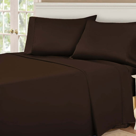 Superior Egyptian Cotton 530 Thread Count Deep Pocket Sheet Set, Full Size, Chocolate