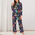 thumbnail image 2 of Balery Colorful Animals Conjunto de Pijama con Estampado para Mujer, Conjunto de Dos Piezas con Manga Larga, Ropa de Dormir Suave con Bolsillos, Pijamas Cómodos-Medium, 2 of 7