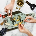 thumbnail image 4 of Prehistoric Cutting Board, Cartoon Dancing Natives Wearing Tribal Print, Decorative Tempered Glass Cutting and Serving Board, Wine Bottle Shape, Army Green Yellow, by Ambesonne, 4 of 5