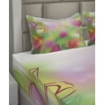 thumbnail image 4 of Ambesonne Modern Fitted & Top Sheet Set with Shams, Tulips Urban Graphic, Pink Green, 4 of 5