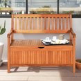thumbnail image 2 of Gymax 42'' Storage Bench Deck Box Solid Wood Seating Container Tools Toys W/Backrest, 2 of 10