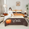 thumbnail image 3 of Manfei Rustic Farmhouse Pumpkin Full Size Comforter Sets,Happy Fall Bedding Comforter Set,Orange Brown Beige Bedding Sets For Child,Ultra Soft Home Decor Reversible,3-Piece, 3 of 7