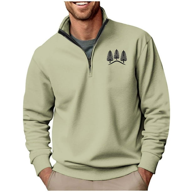 Blusa y camisa de manga larga con cuello alto para hombre, sudadera con capucha estampada, jersey deportivo con media cremallera, blusa de manga larga con cuello alto para hombre, blusa de poliéster