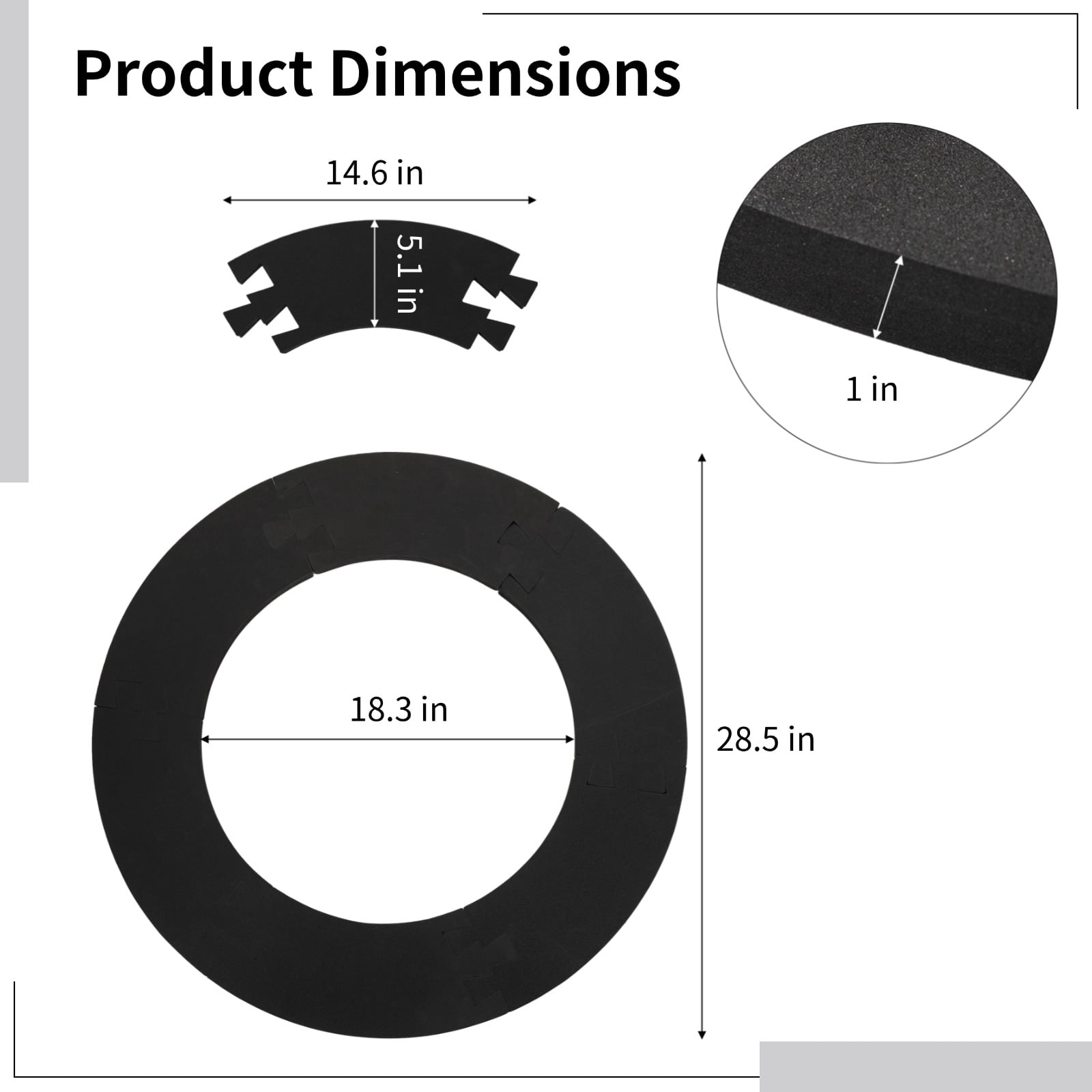 6 Sections EVA Dartboard Wall Protector, Splicing Round Foam Dartboard Backboard, 28.5 in Outer Diameter & 18.3 in Inner Diameter Dart Boards Protector, Snap-Together Design - Easy Assembly
