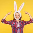 thumbnail image 5 of Rabbit Ear Cap Headwear Cartoon Animal Hat Movable Ears Plush Cute Hat for Women Girls, 5 of 5