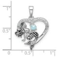 thumbnail image 2 of 20mm 925 Sterling Silver Rhodium Plated Oxidized Cubic Zirconia Mermaid Love Heart Pendant Necklace Pendant for Women, 2 of 2