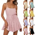 thumbnail image 1 of Gspmoly Robes Grande Taille pour Femmes Rondes, Robe Taille Haute Aguichant Plissée Sans Manches à Bretelles Grande Jupe Ourlet Col en V Mini Robe Unie Robes de Cocktail pour Femmes jusqu'à 70 % de Rabais, 1 of 6