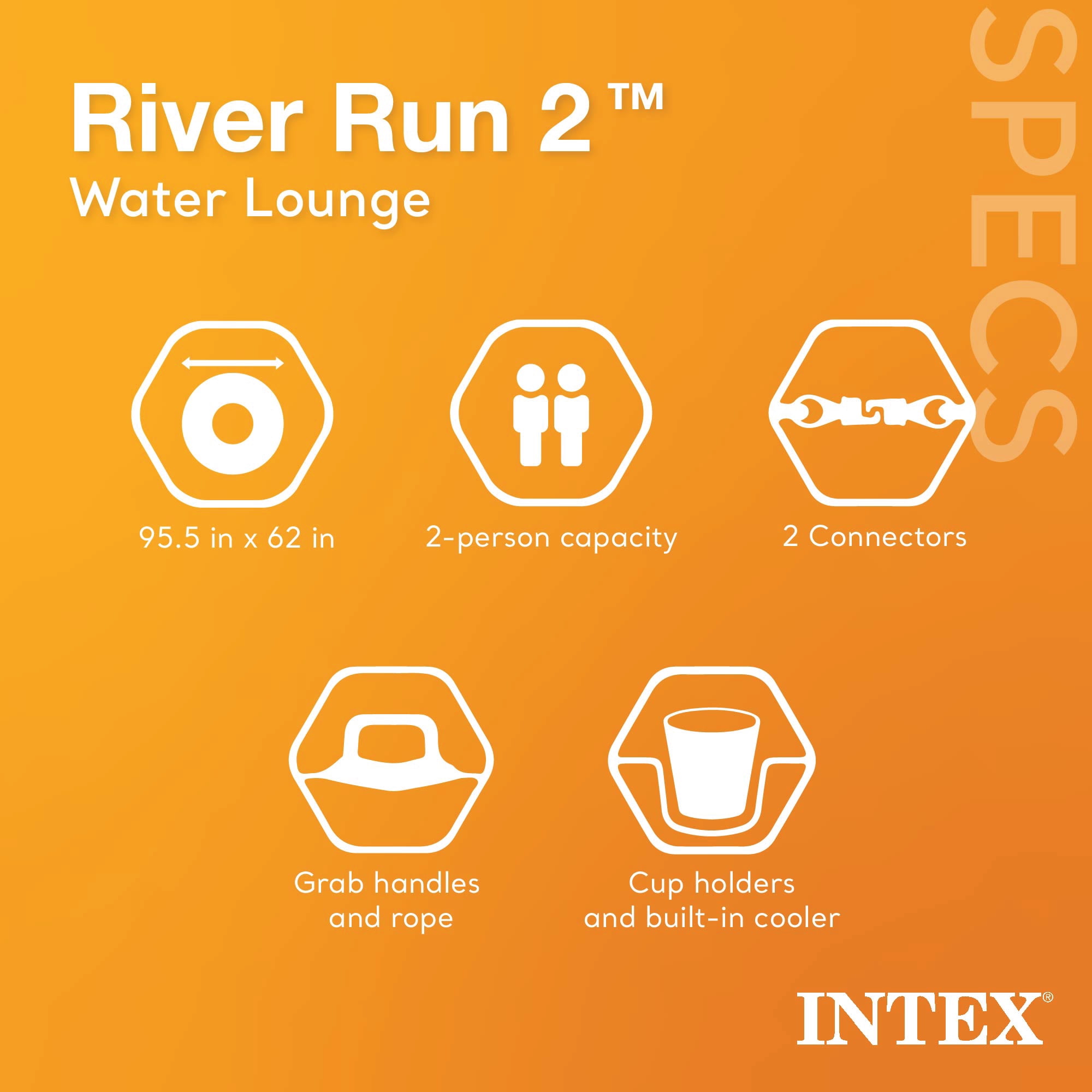 INTEX River Run Connect Inflatable Raft (4 Pack) + 2 Person Cooler Tube