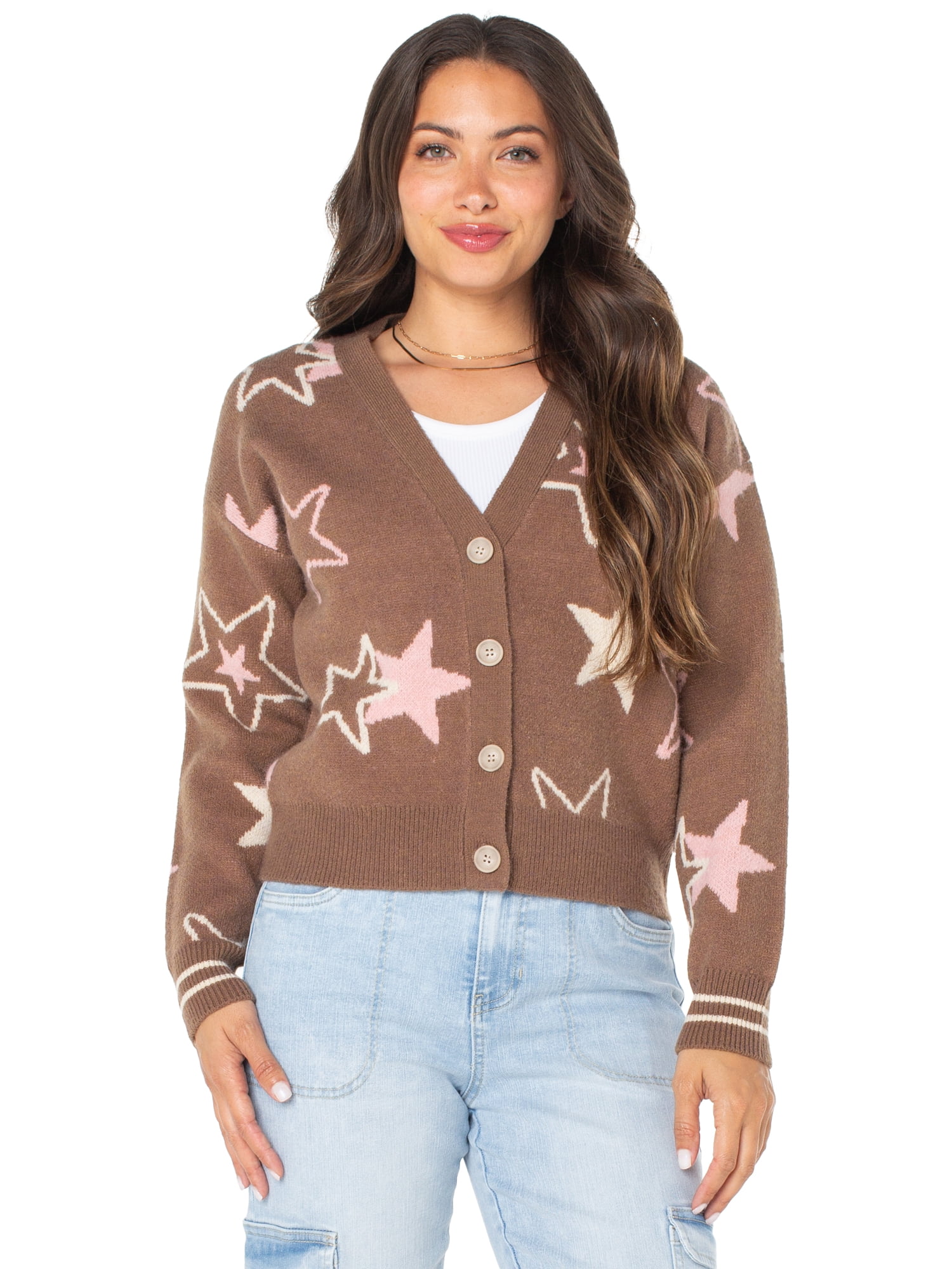 Celebrity Pink Women's and Women's Plus Long Sleeve Cardigan, Sizes XS-3X