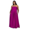 thumbnail image 4 of Plus Size Strapless Pleated Pocket Maxi Dress, 4 of 11